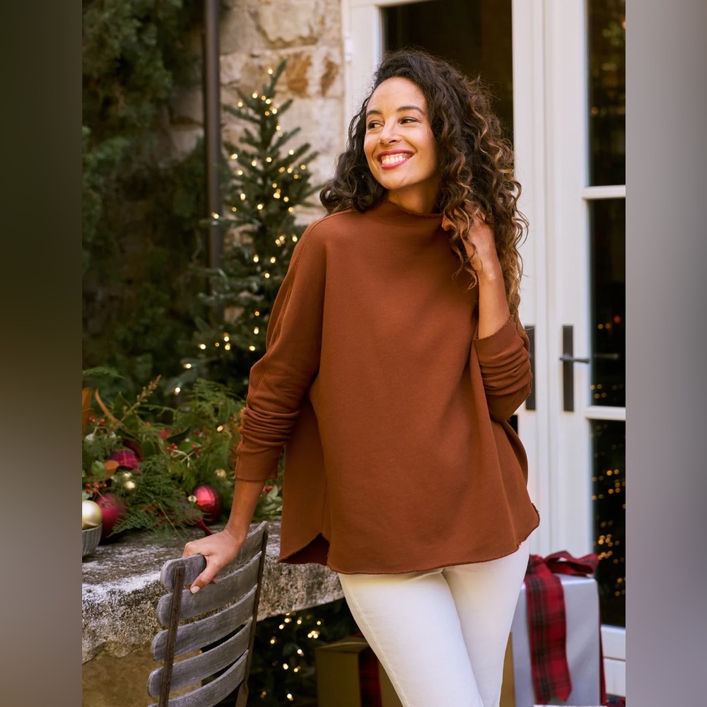 Frank & Eileen Rust Brown Funnel Neck Sweatshirt